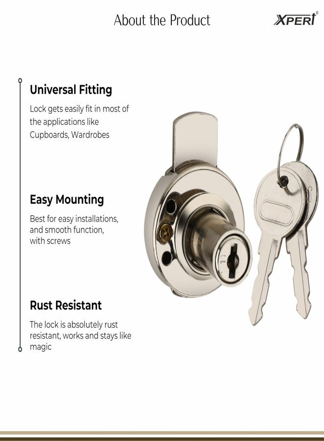Xpert Multi Purpose Lock 4 Pc - Round Hi-Neck Silver - Drawer, Cupboard, Wardrobe Lock with Key - Anti-Corrosion, Rust Proof, Weather Resistant - Image 3